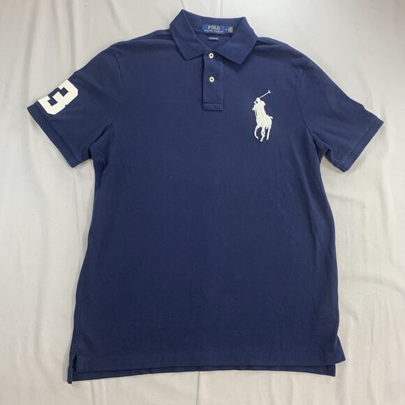 Polo Ralph Lauren Classic Big Pony #3 Blue Slim Fit Polo Men’s M - Picture 1 of 7